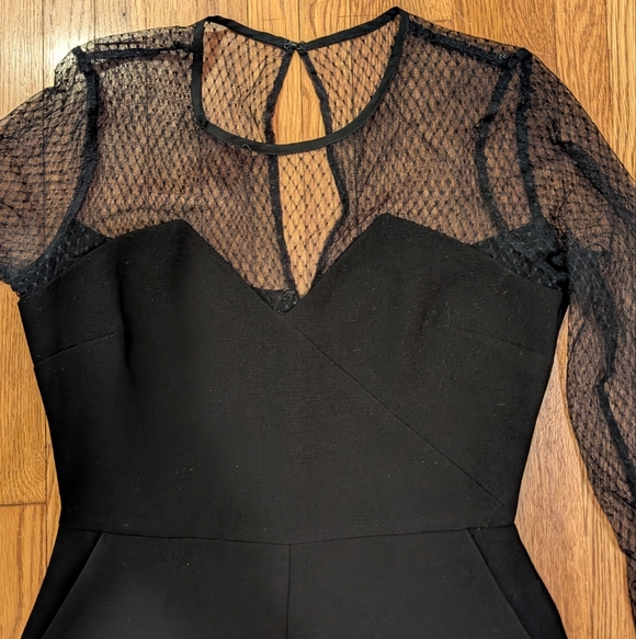BCBGeneration Black Romper With Mesh Detail - Picture 2 of 6